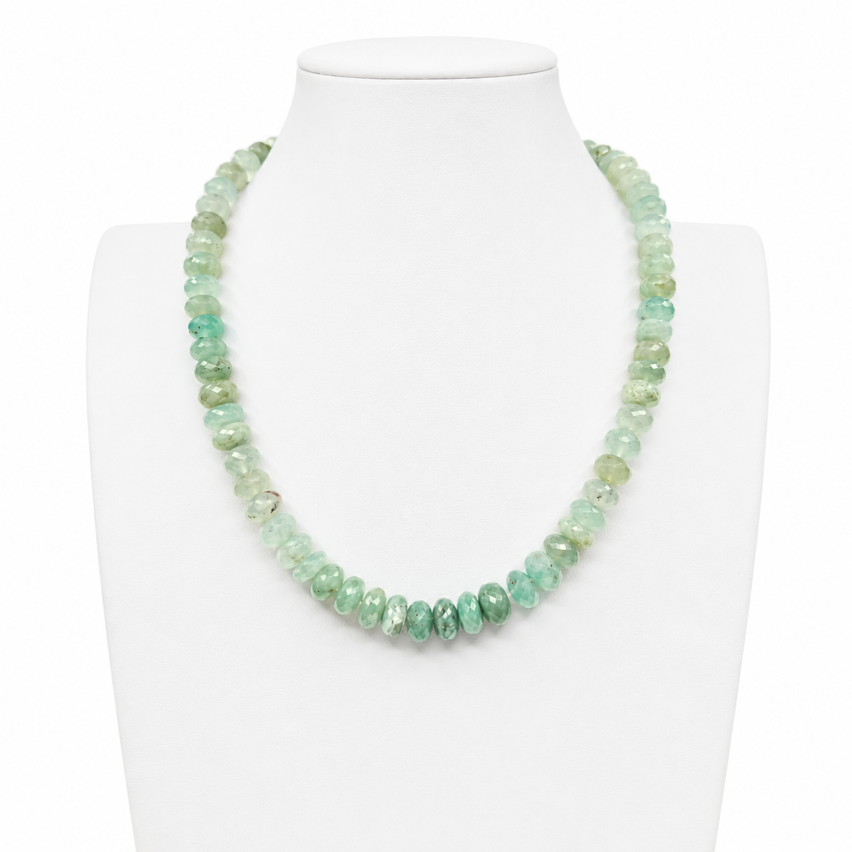 African Aqua Chalcedony  (Aquaprase) Faceted Choker Necklace