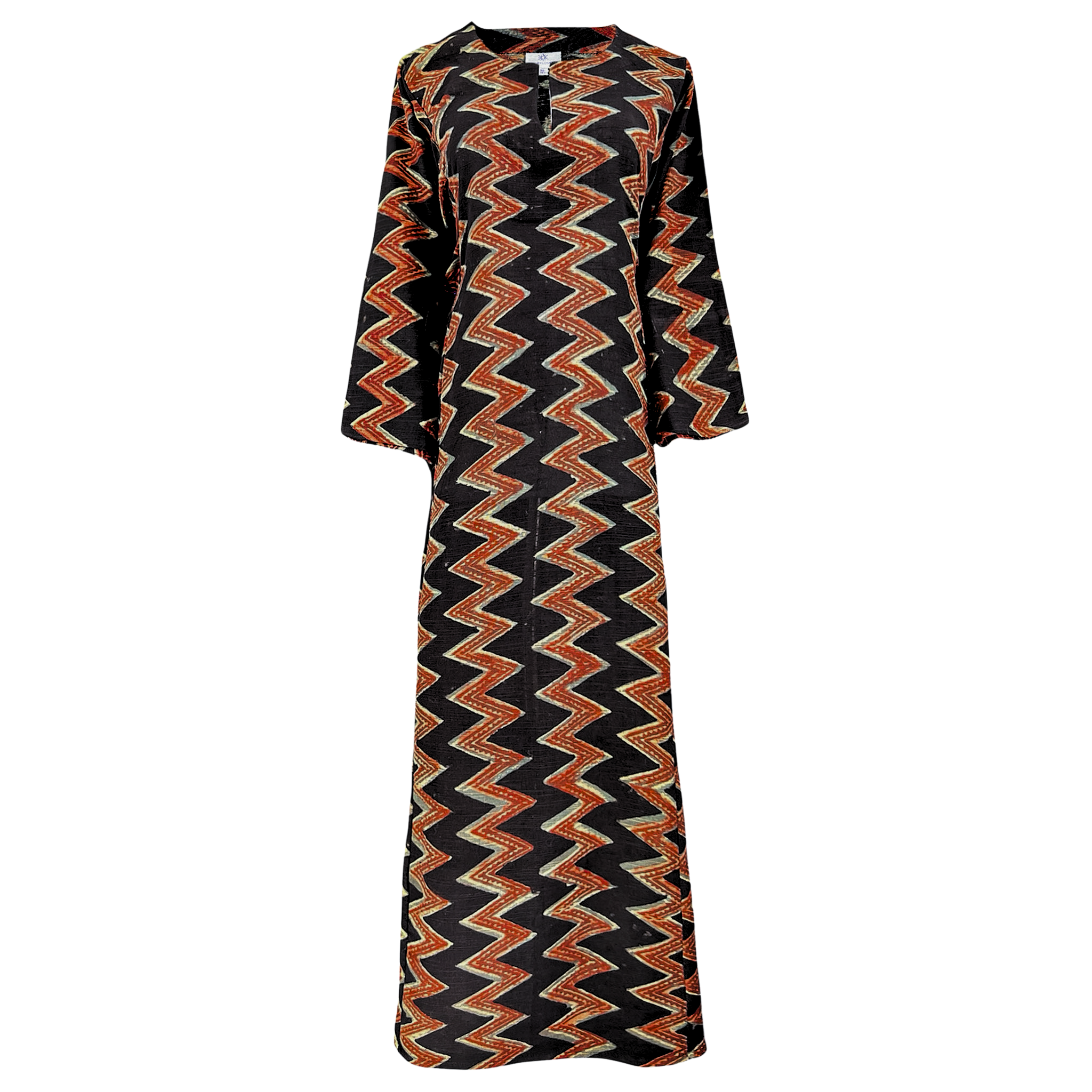 Zig Zag Khadi Black Natural Dye Long Tunic Dress Limited Edition