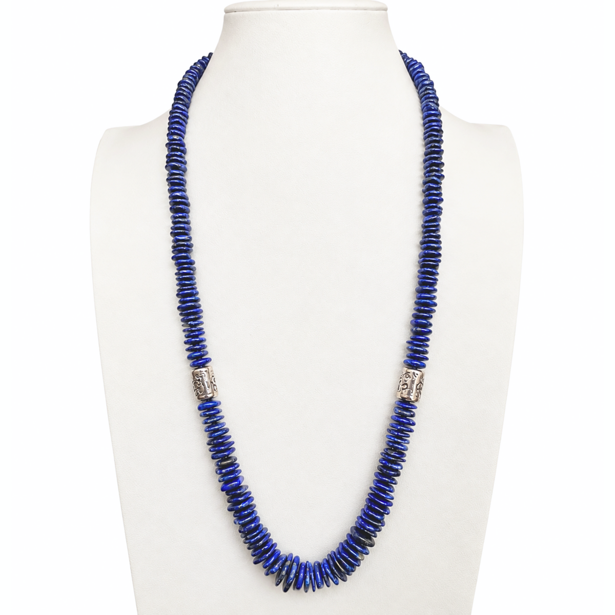 Exceptional Afghan Lapis Necklace with Sterling Silver Kokopellis Santo Domingo