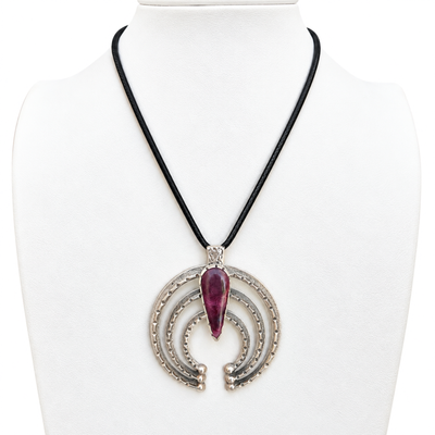 Navajo Rare Purple Spiny Oyster and Silver Naja Necklace