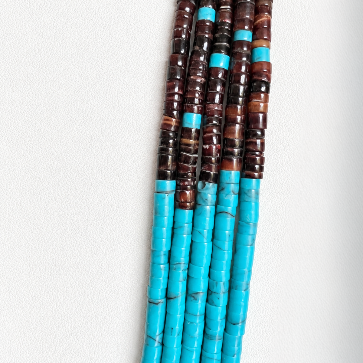 Turquoise and Tiger's Eye Santo Domingo Necklace Five Strands