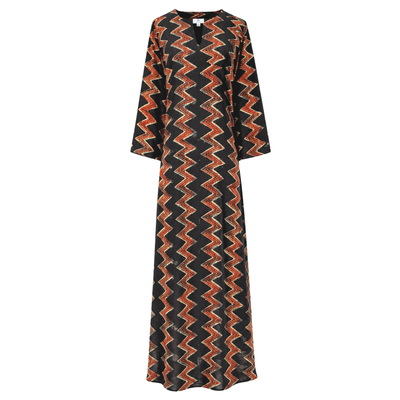Zig Zag Khadi Black Natural Dye Long Tunic Dress Limited Edition