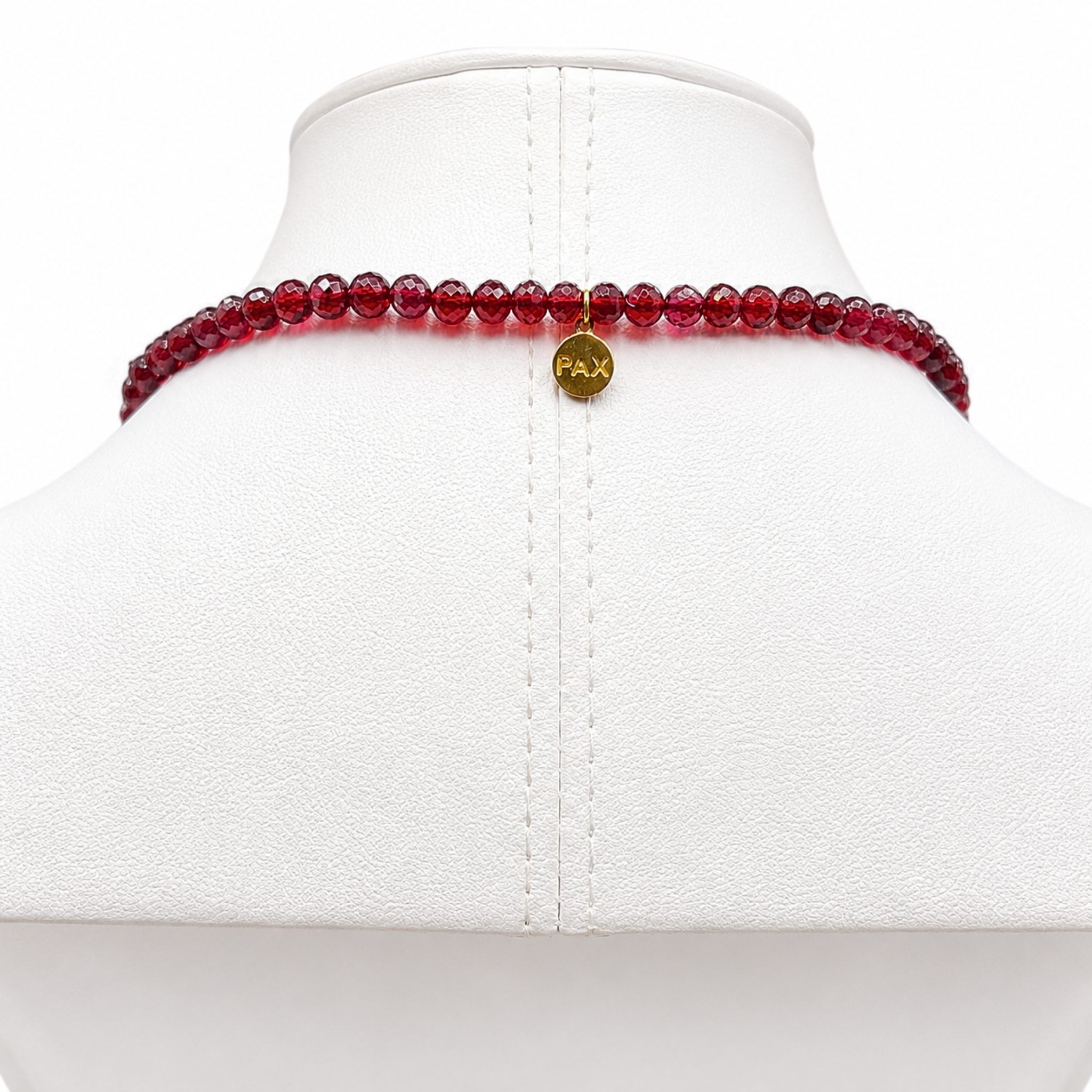 Pyrope Garnet Faceted Tassel Mala Necklace with 18kt Gold