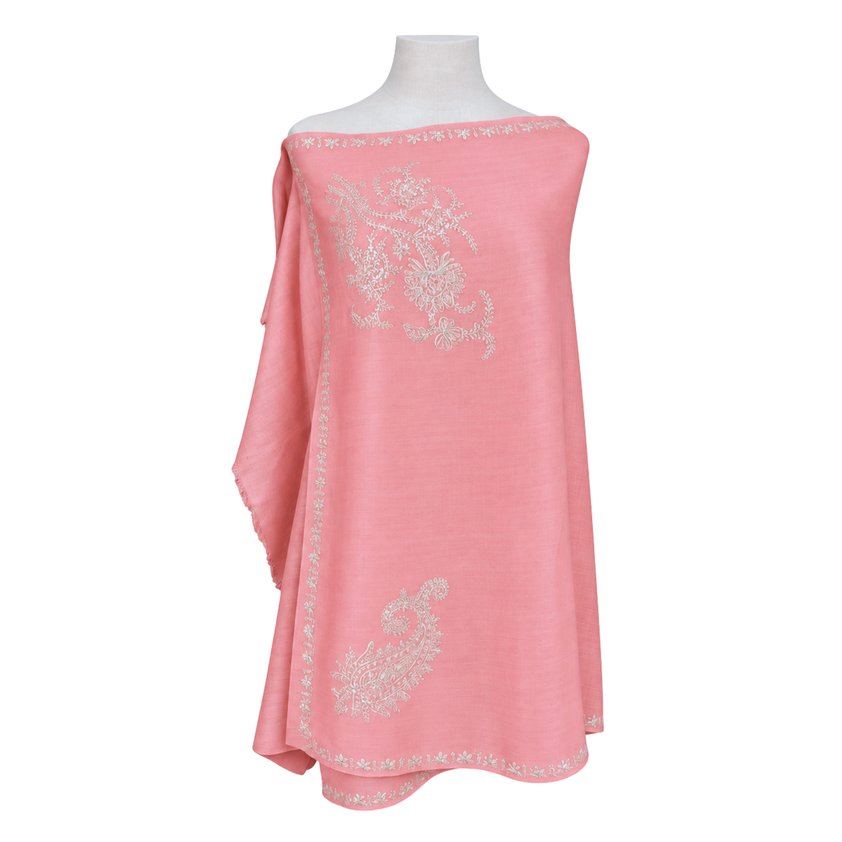 Pink Paisley Kashmiri Pashmina Shawl Embroidered