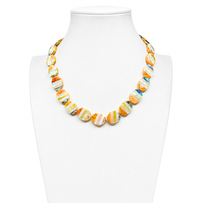Mother of Pearl, Jasper, and Spiny Oyster Inlay Santo Domingo Necklace