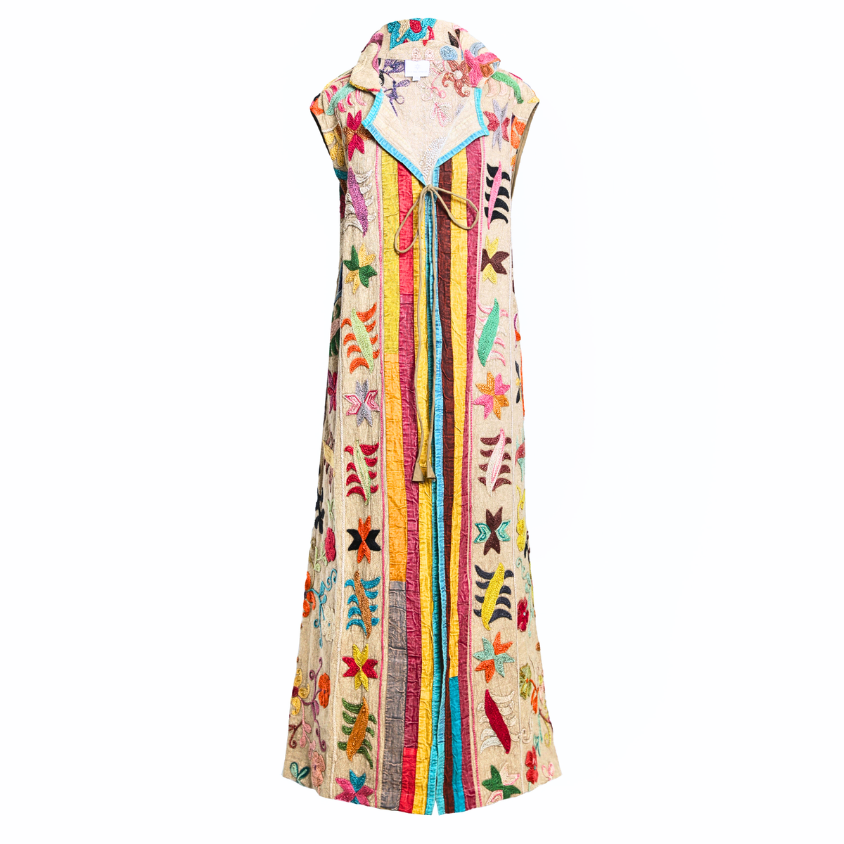 Arya Hand Embroidered Long Cotton Vest One of a Kind