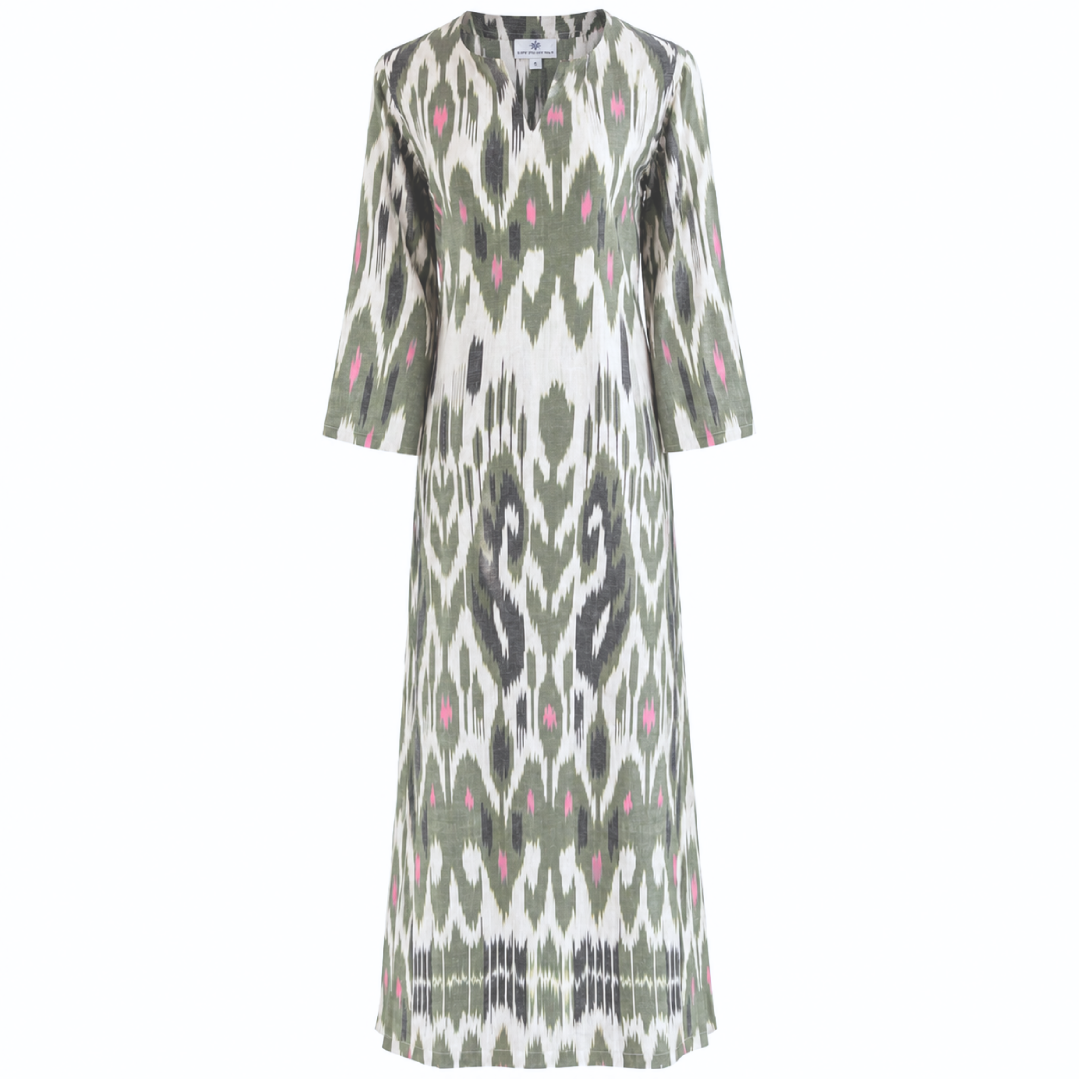 Chirchiq Grey and Pink Long Cotton Ikat tunic One of a Kind