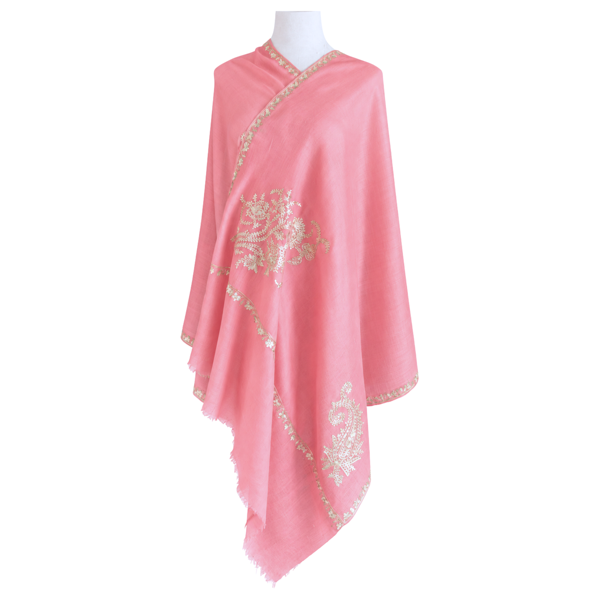 Pink Paisley Kashmiri Pashmina Shawl Embroidered