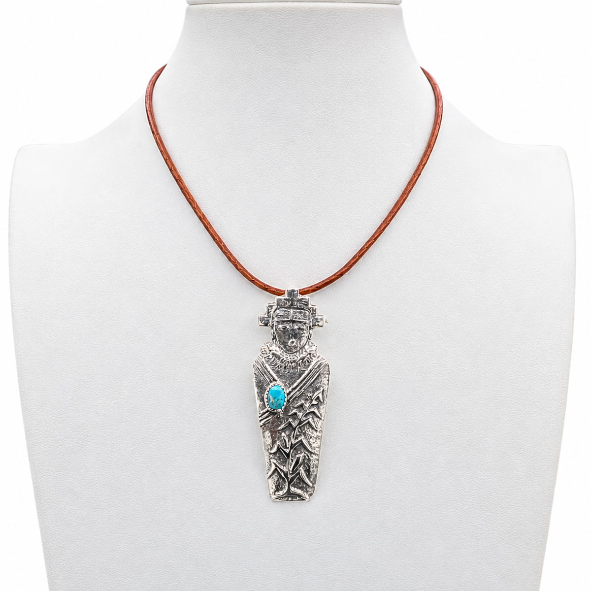 Navajo Silver and Sleeping Beauty Turquoise Corn Maiden Necklace