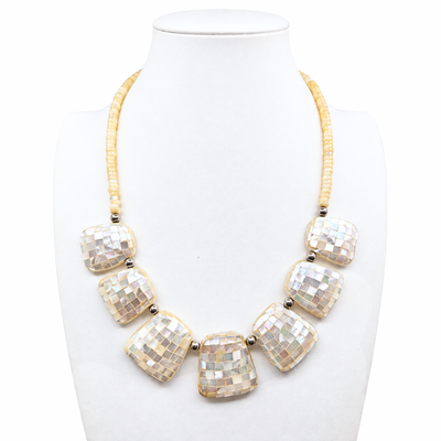 Unique Mother of Pearl Inlaid Santo Domingo Necklace