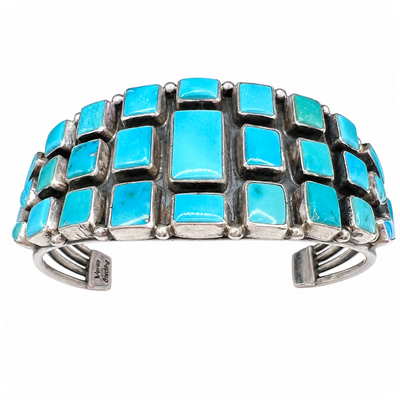 1Vintage Rare Sleeping Beauty Turquoise and Silver Bracelet Navajo