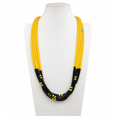 Yellow Serpentine, Black Jet  Necklace Santo Domingo