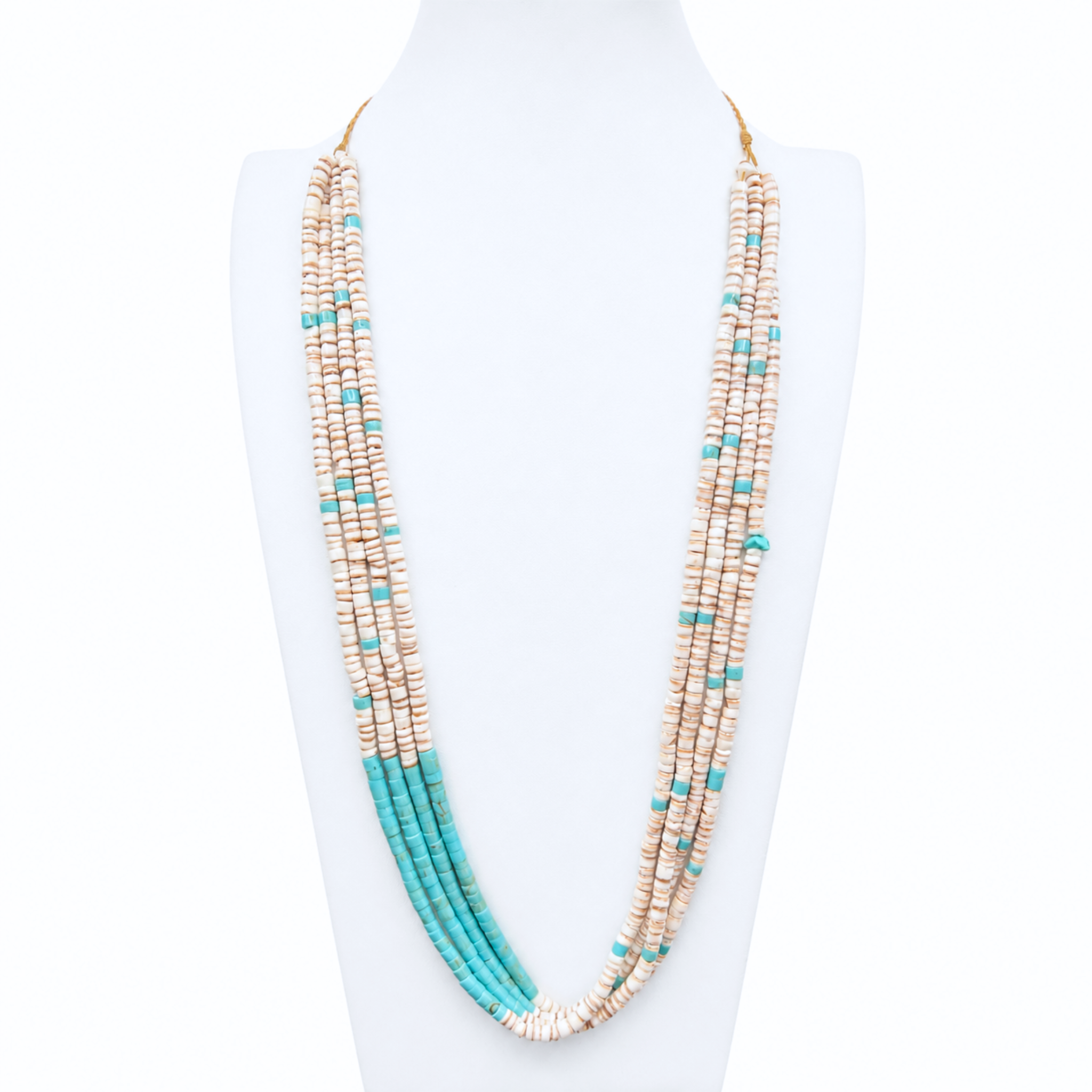 Turquoise and Clam Shell Heishi Santo Domingo Necklace