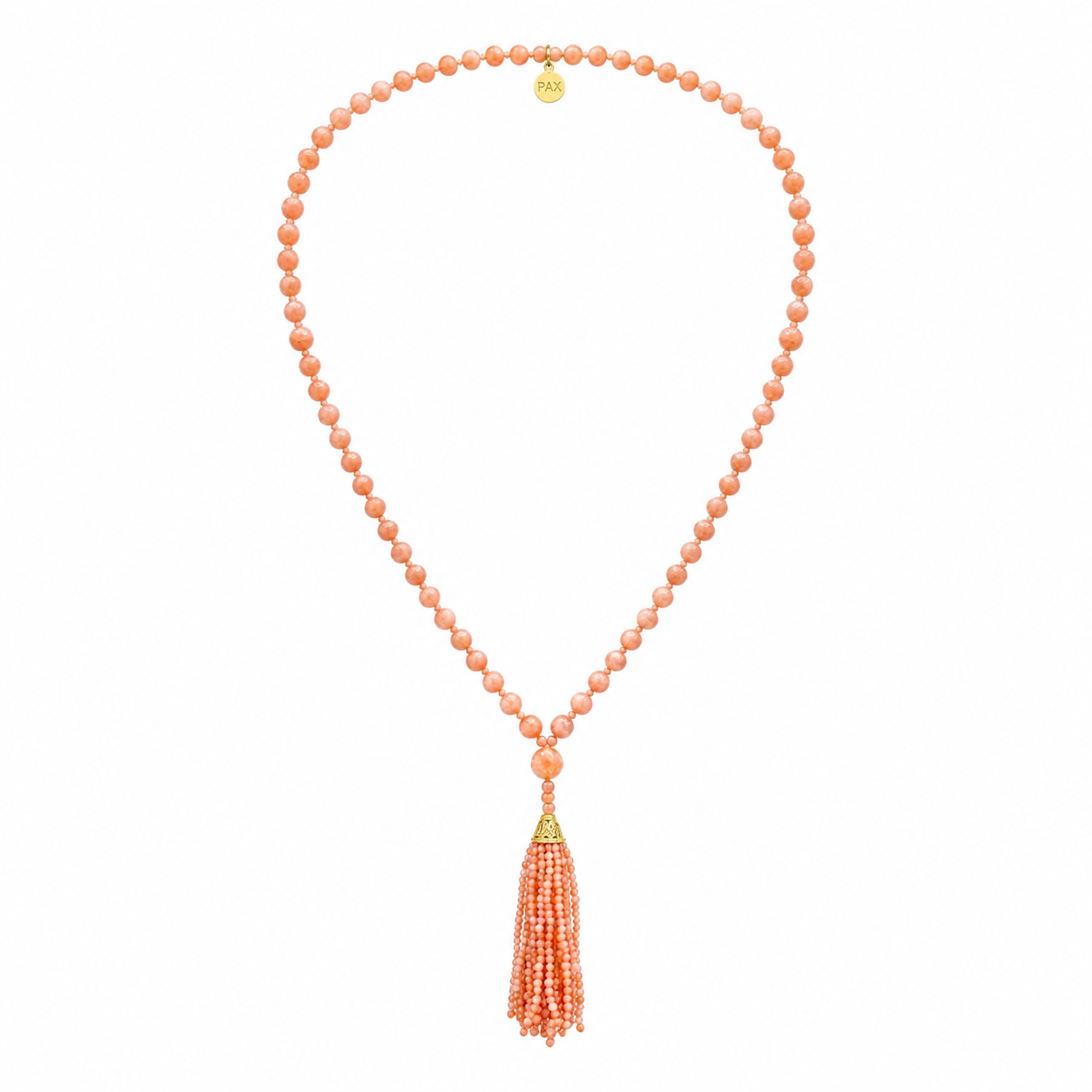 Peach Moonstone Faceted Mala Necklace