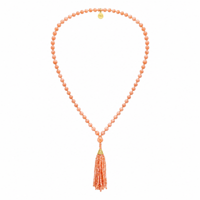 Peach Moonstone Faceted Mala Necklace