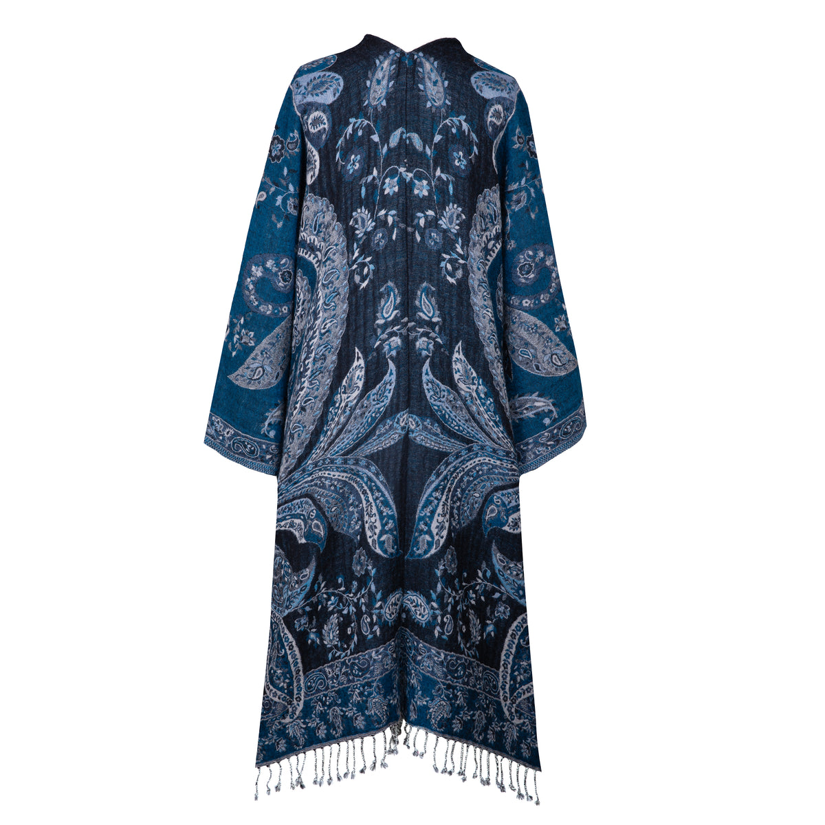 Piccadilly Paisley Black and Grey Kimono Coat Boiled Wool
