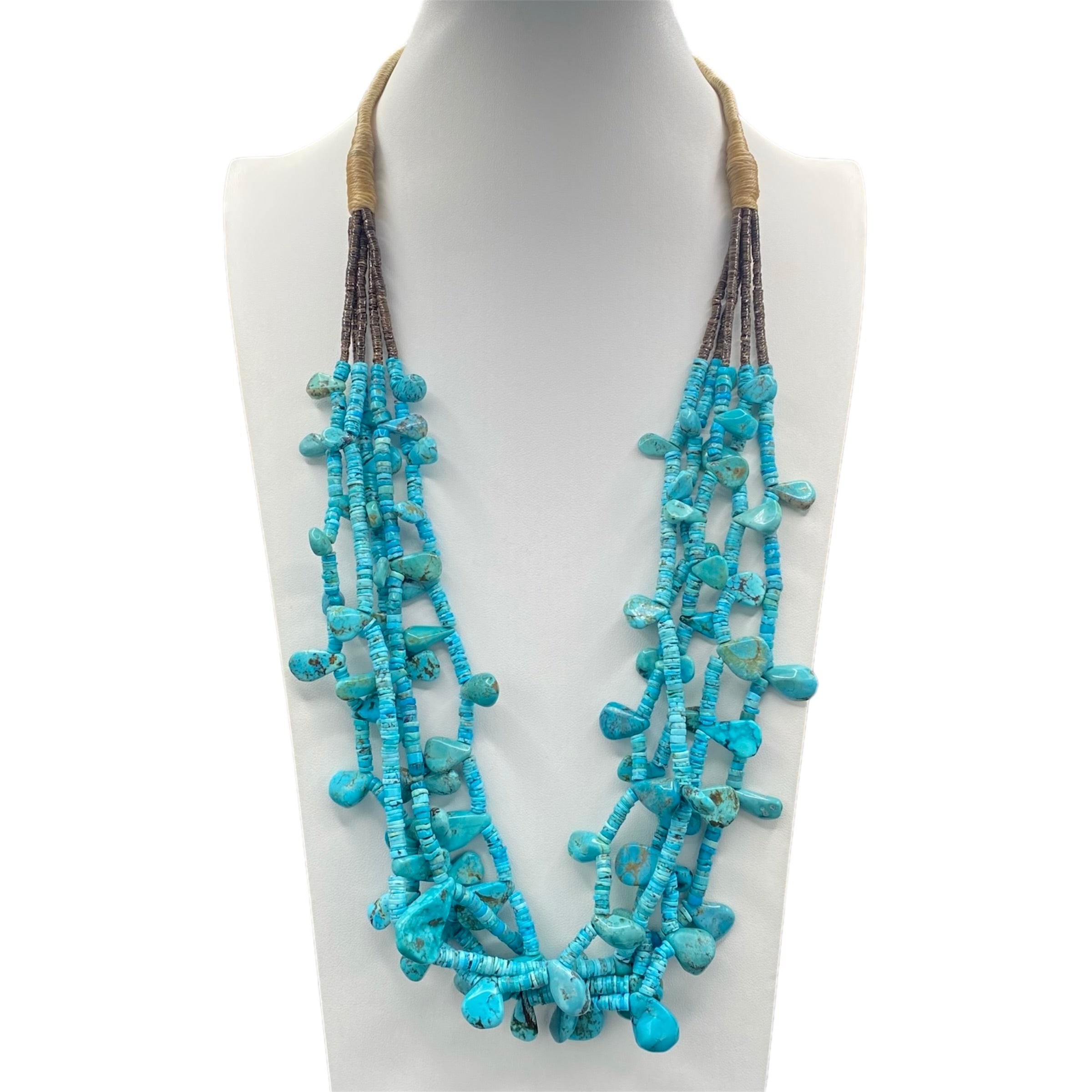 Sleeping Beauty Turquoise Chunky Necklace with Heishi Beads