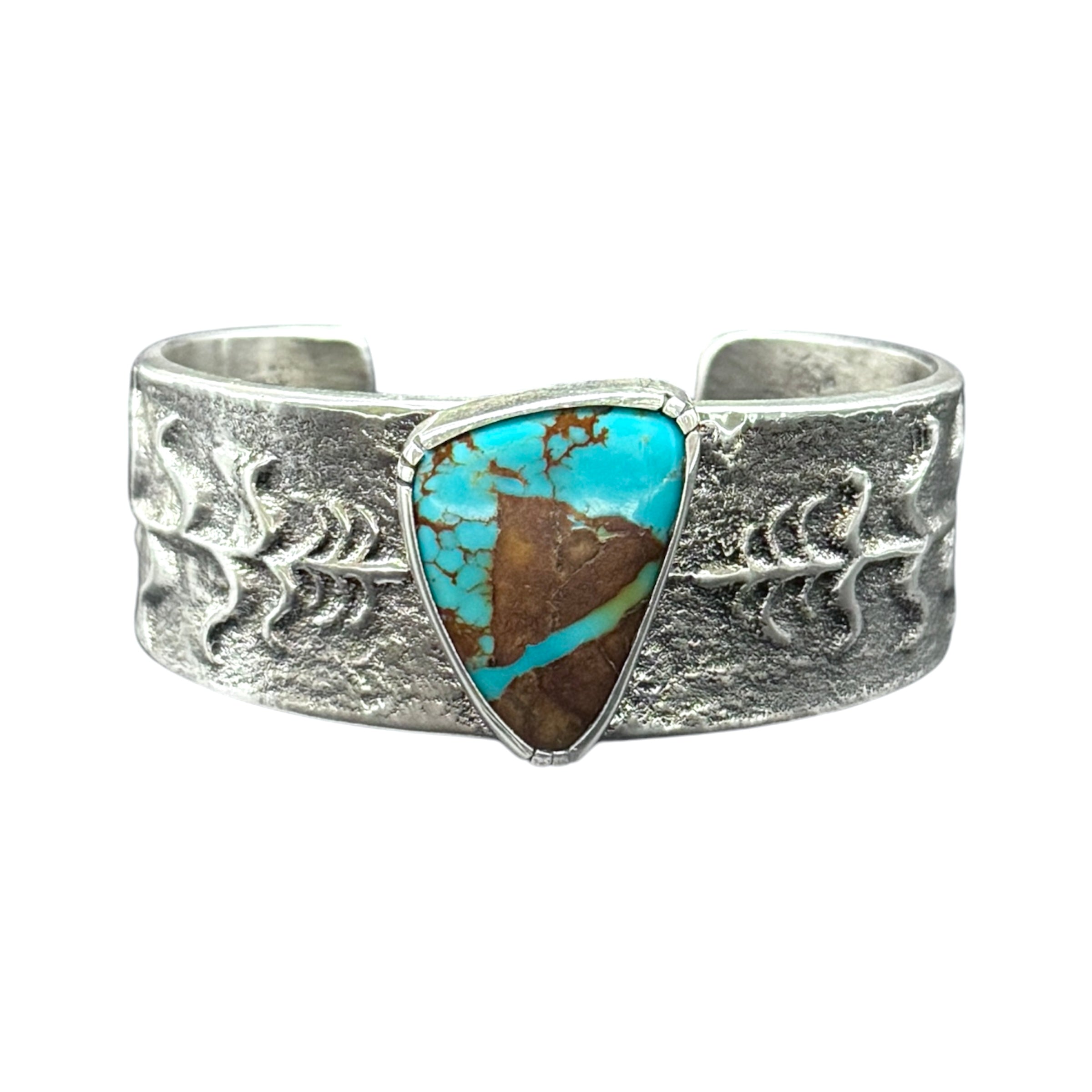 Kingman Ribbon Turquoise Silver Cuff Navajo