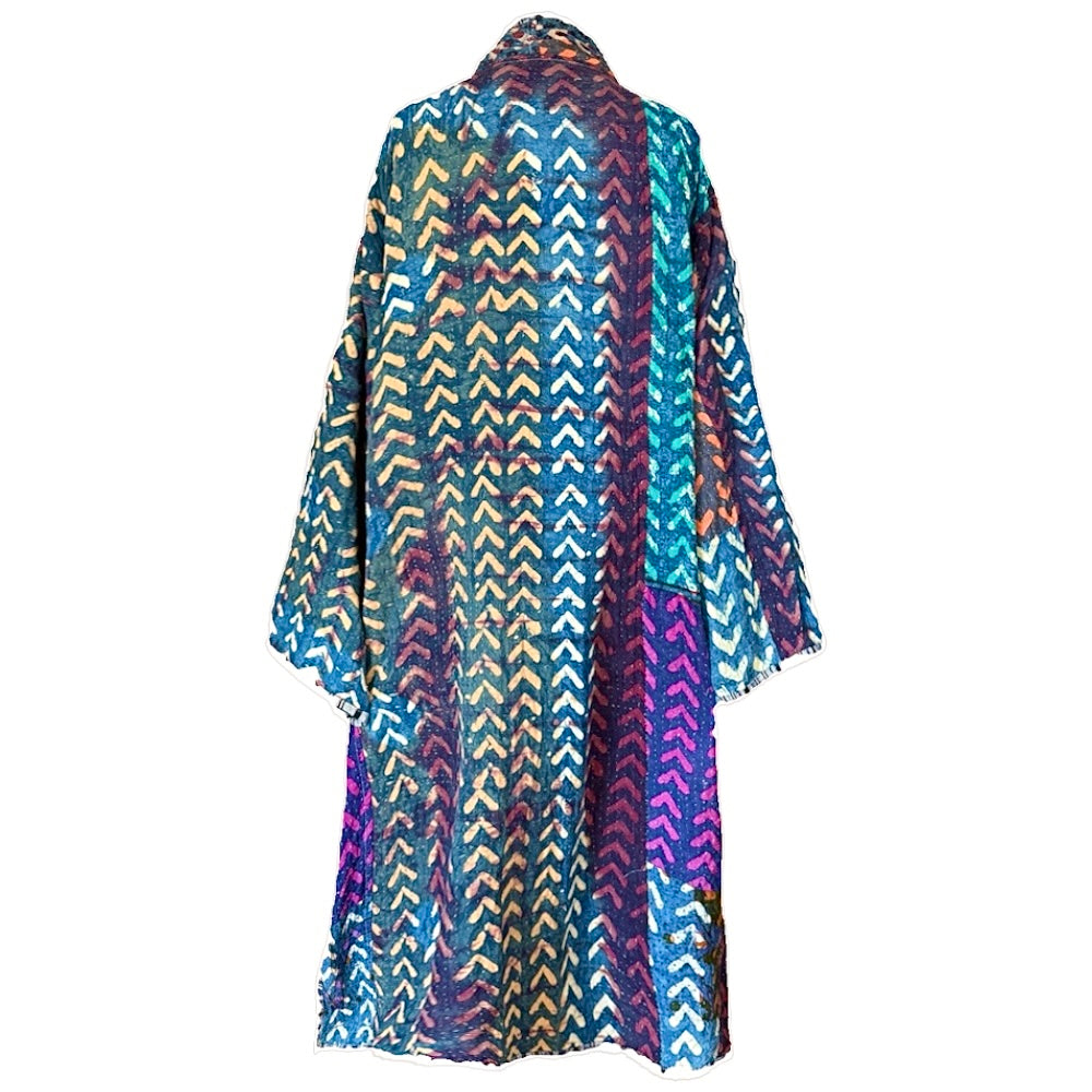 Nil Indigo Cotton Vintage Quilted Kantha Coat ONE OF KIND