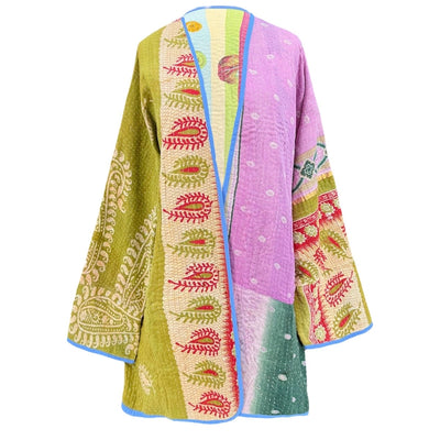 Juhu Kantha Quilted Cotton Jacket Reversible One of a Kind