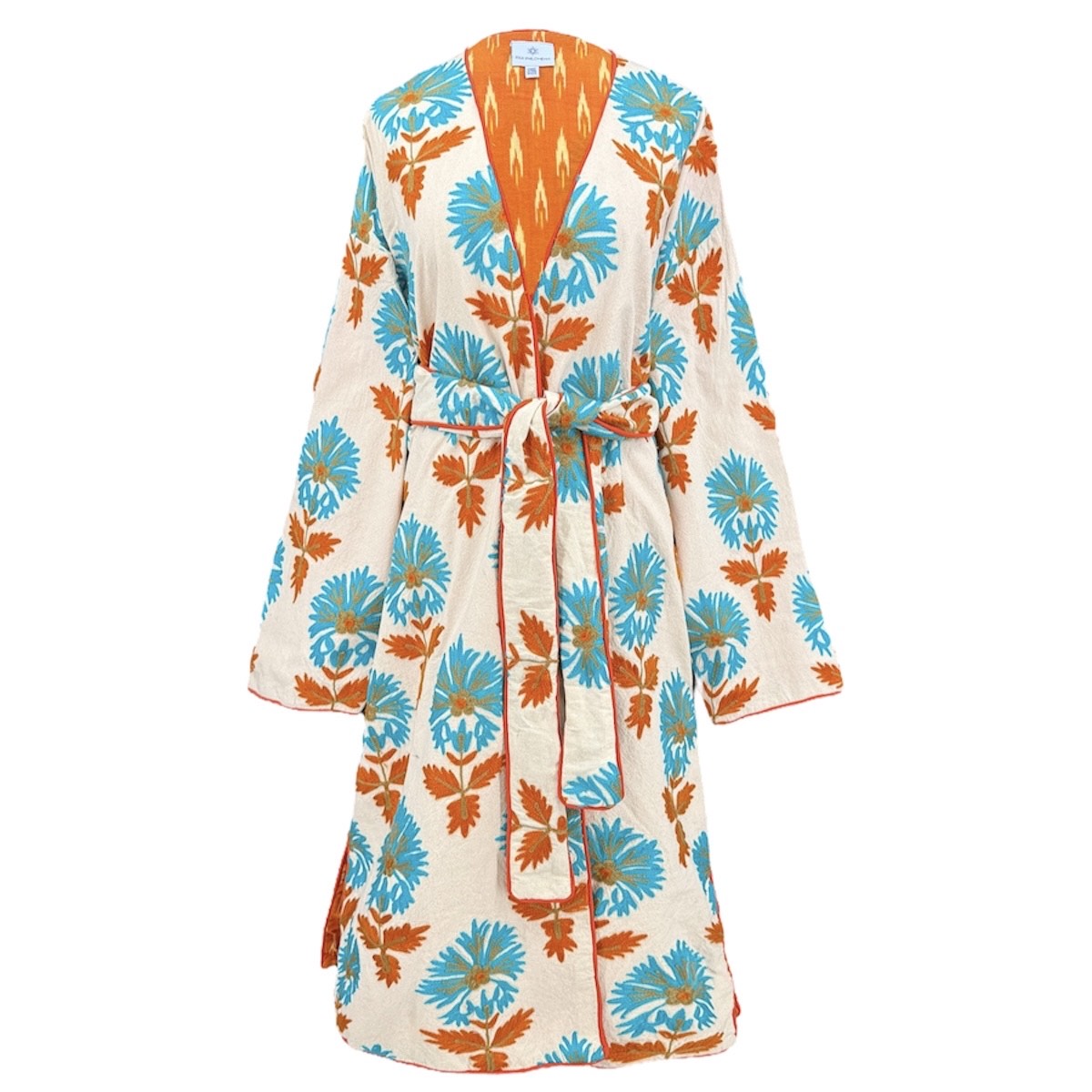 Sherobod Suzani Blue Floral Coat One of A Kind