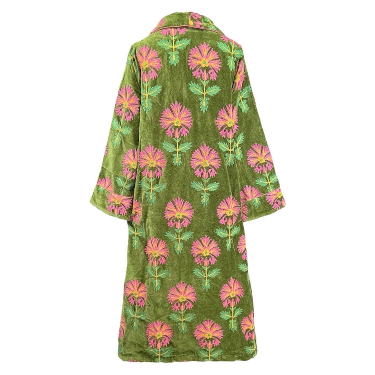 Pink and Green Velvet Suzani Coat One of A Kind