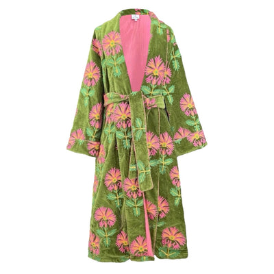 Pink and Green Velvet Suzani Coat One of A Kind