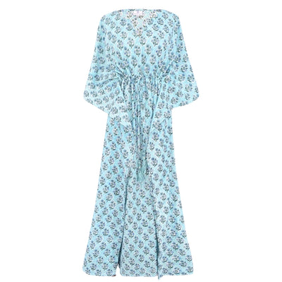 Bellino Blue Floral Maxi Kaftan Dress