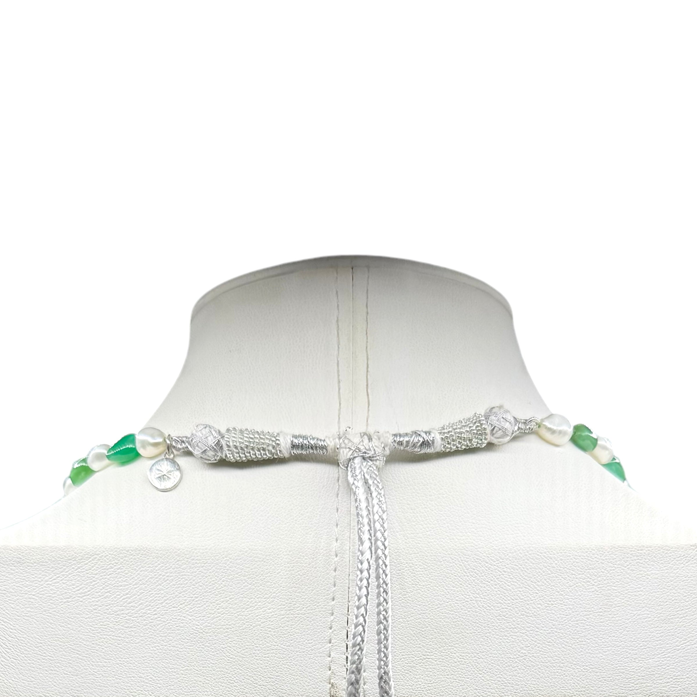 Rare Chrysoprase Nugget and Pearl Necklace