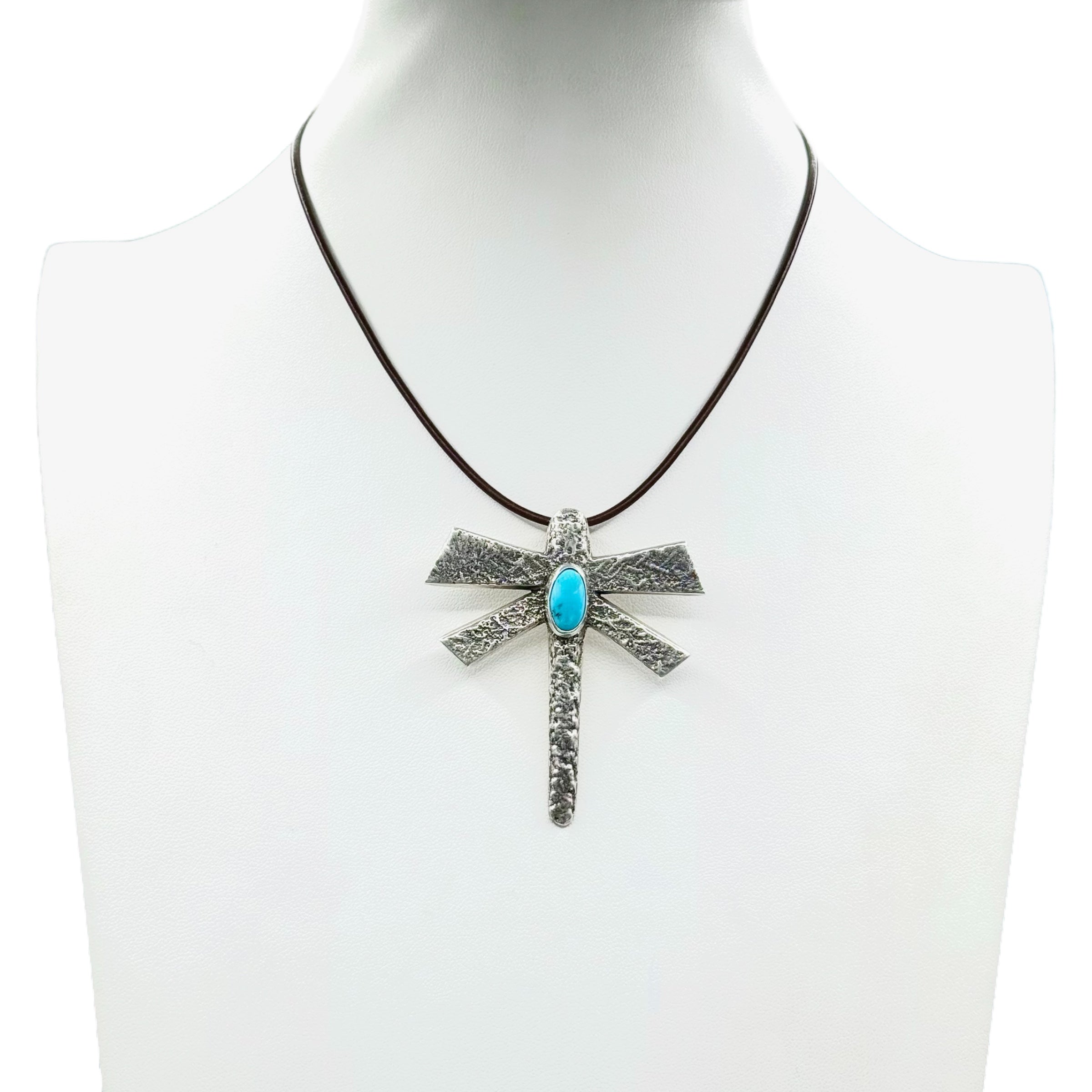 Navajo Sleeping Beauty Turquoise Dragonfly Pendant