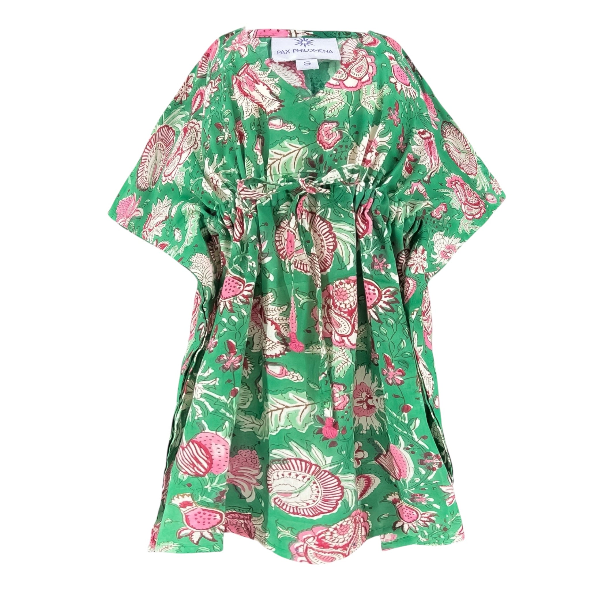Capri Green Floral Kids Cotton Kaftan