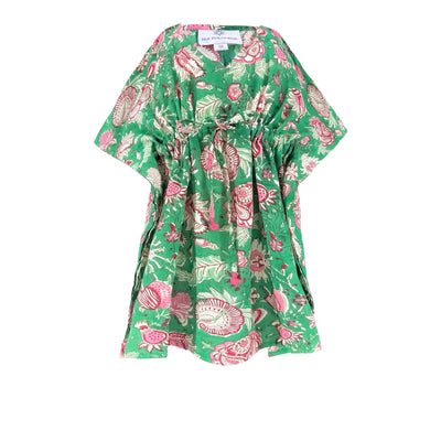 Capri Green Floral Kids Cotton Kaftan