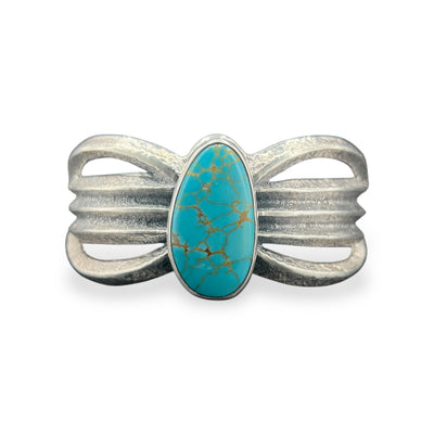 Navajo Kingman Turquoise Sterling Silver Tufa Cast Cuff