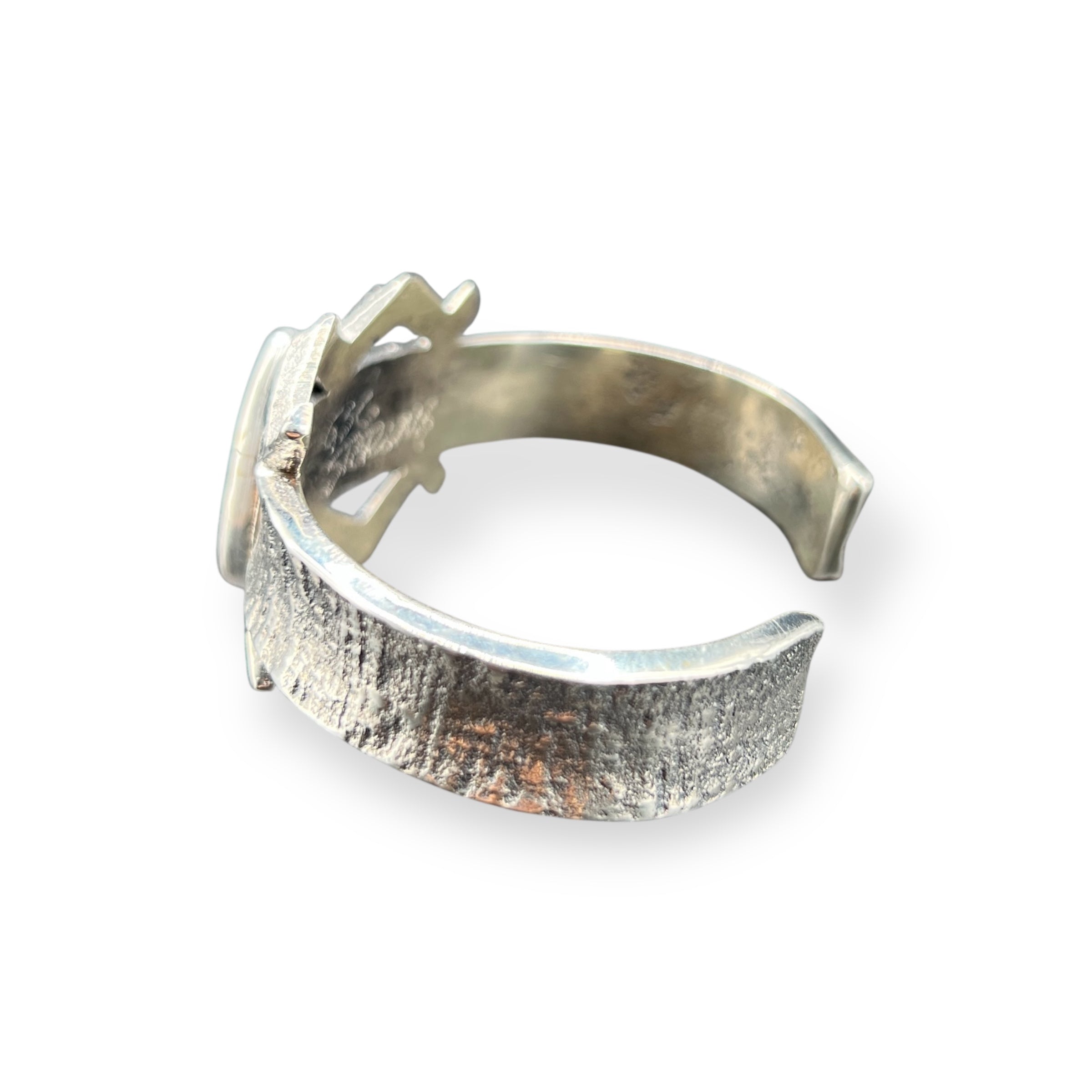 Navajo Tyrone Turquoise Silver Tufa Cast Cuff