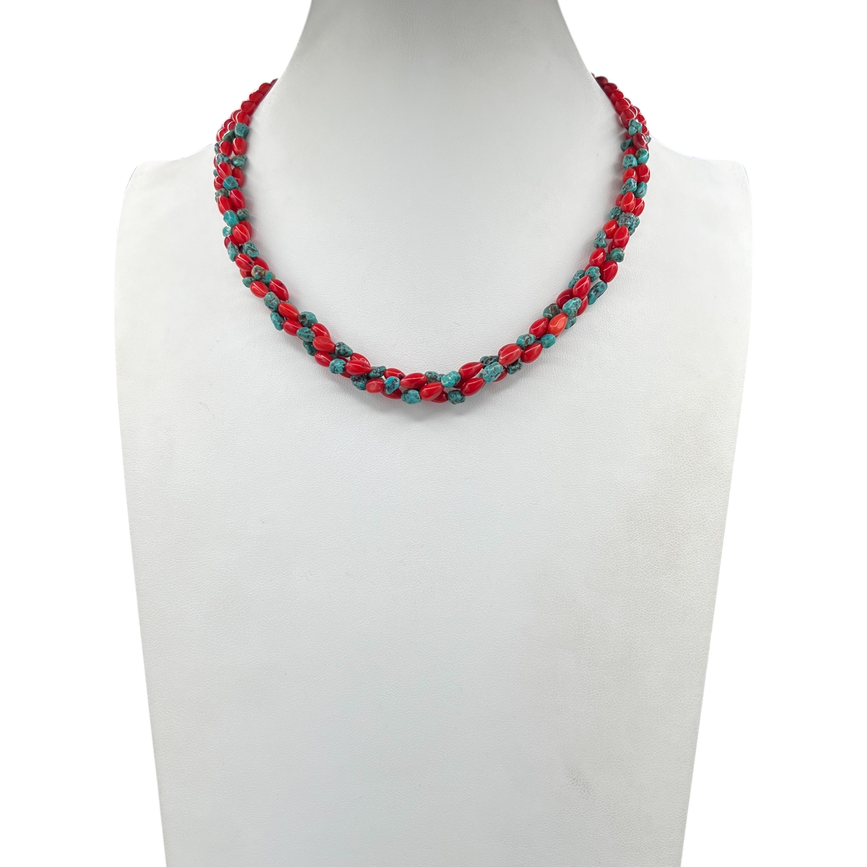 Coral, Turquoise and Heishi Santo Domingo Necklace