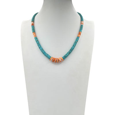 Kingman Turquoise and Spiny Oyster Santo Domingo Necklace