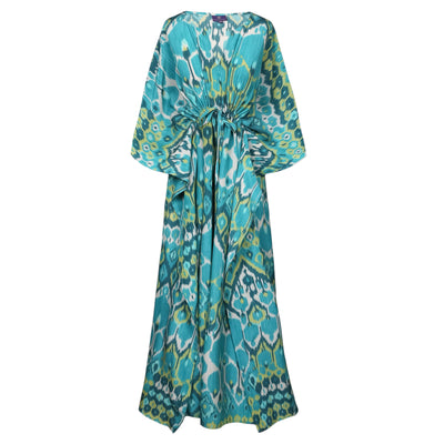 Acqua Vita Italian Silk Maxi Kaftan Dress On Back Order 6-8 Weeks