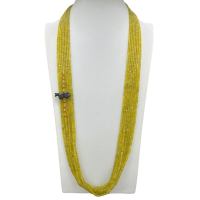 Yellow Serpentine and Coral Necklace Santo Domingo