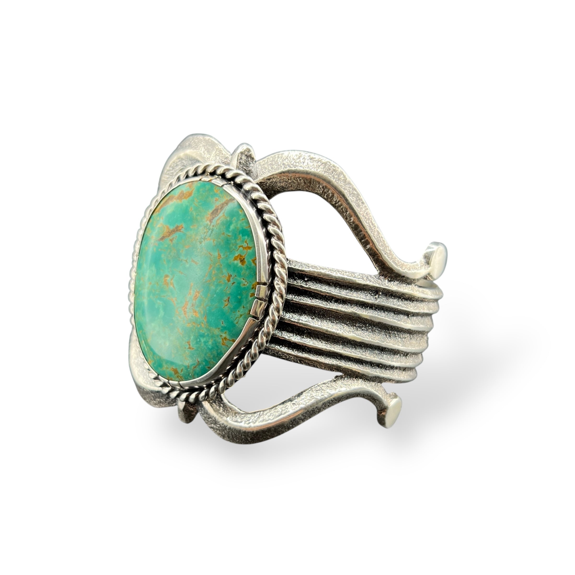 Navajo Rare Royston Turquoise Silver Tufa Cast Cuff