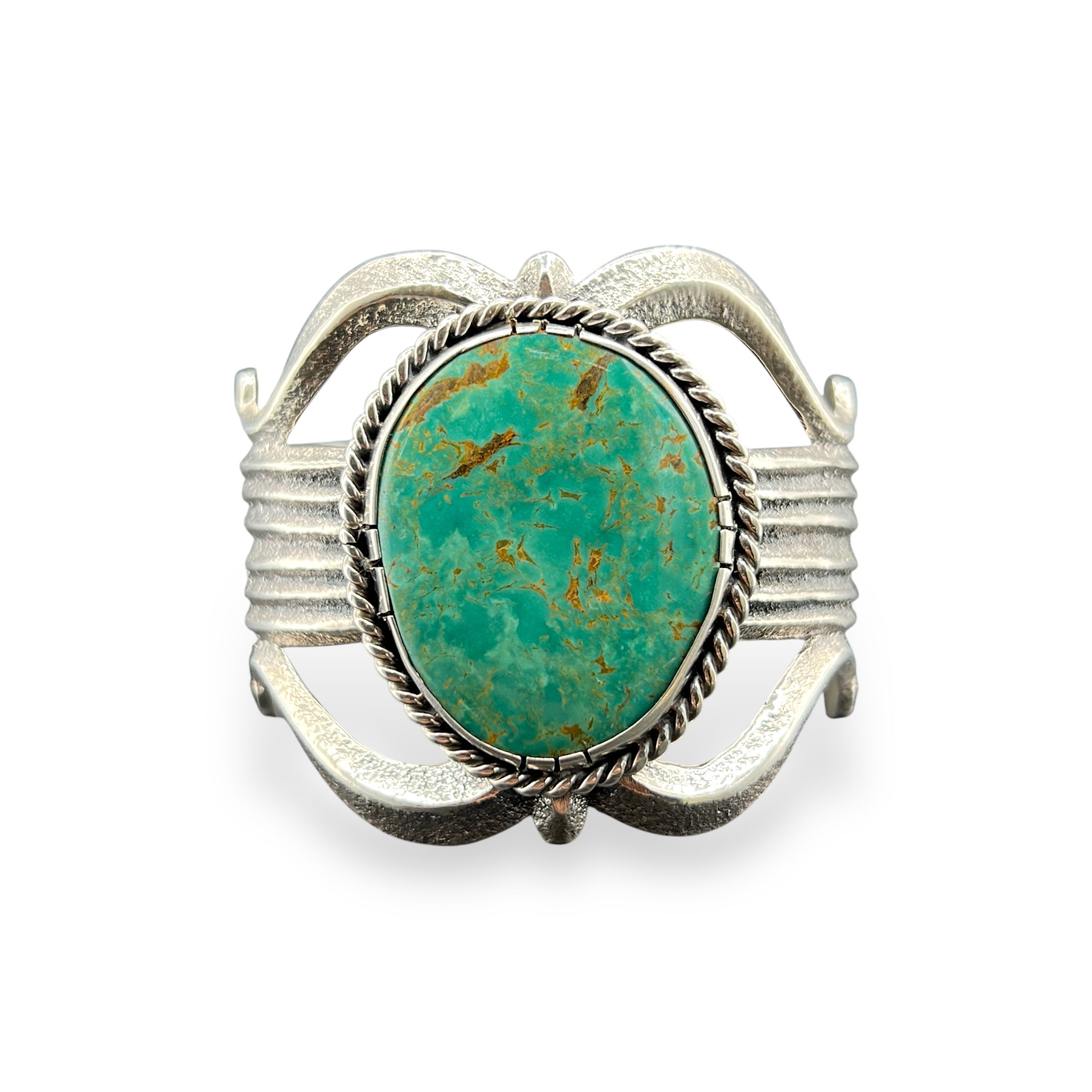 Navajo Rare Royston Turquoise Silver Tufa Cast Cuff