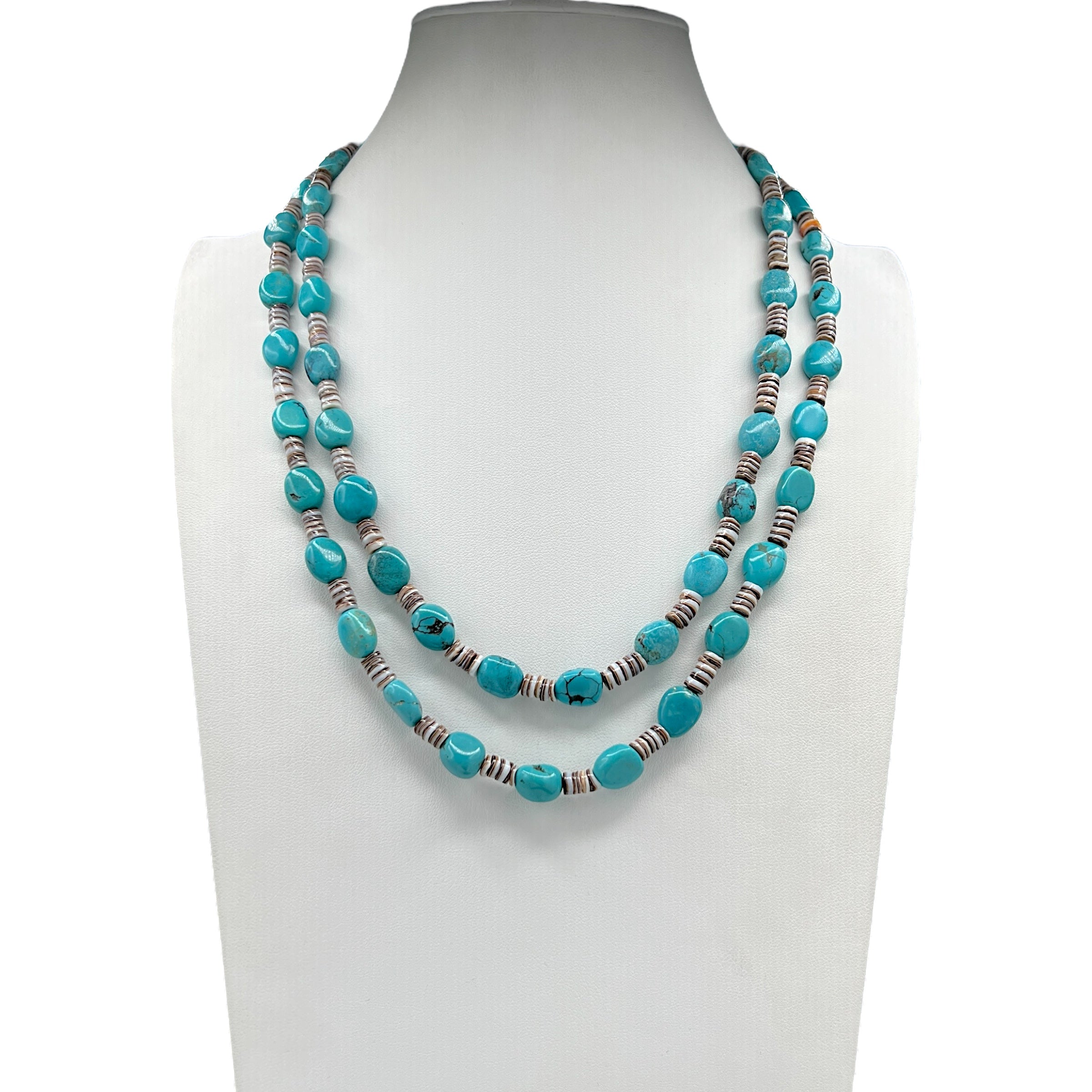 Rare Sleeping Beauty Turquoise and Heishi Santo Domingo Necklace