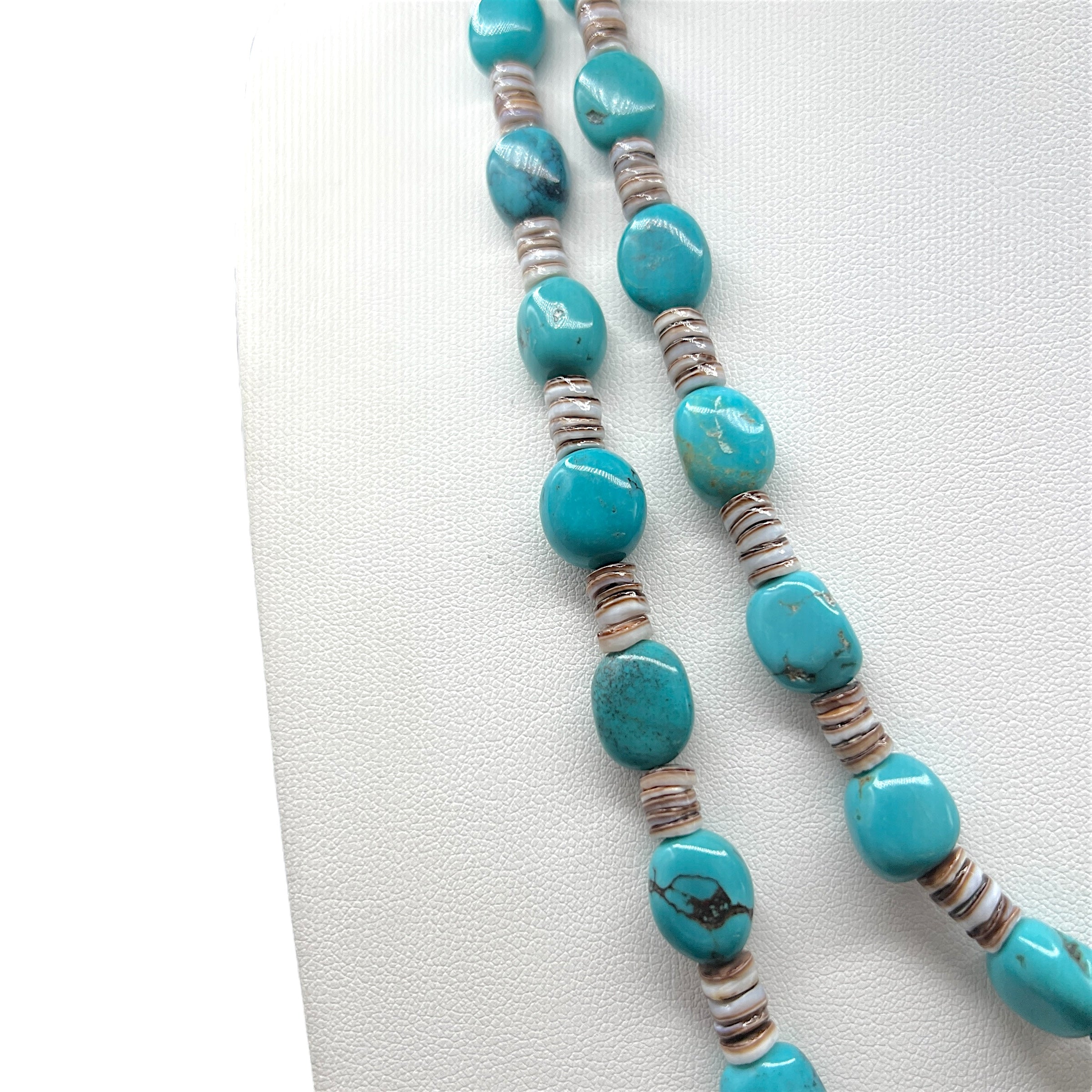 Rare Sleeping Beauty Turquoise and Heishi Santo Domingo Necklace