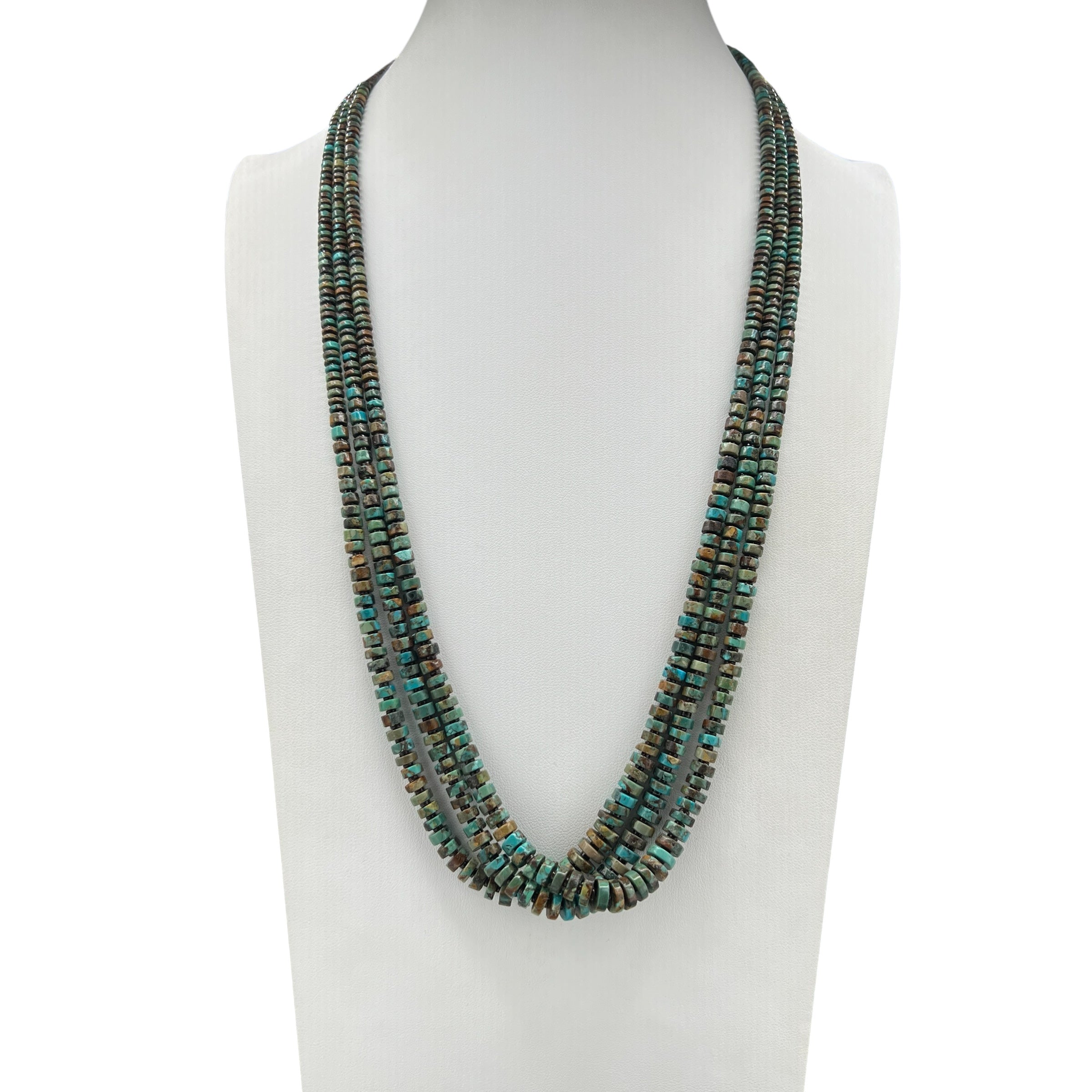 Rare King Manassa Turquoise Drum Cut Heishi Necklace Santo Domingo