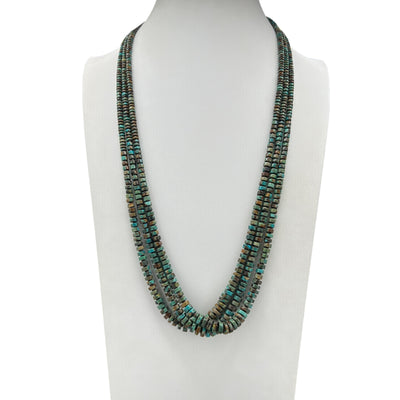 Rare King Manassa Turquoise Drum Cut Heishi Necklace Santo Domingo