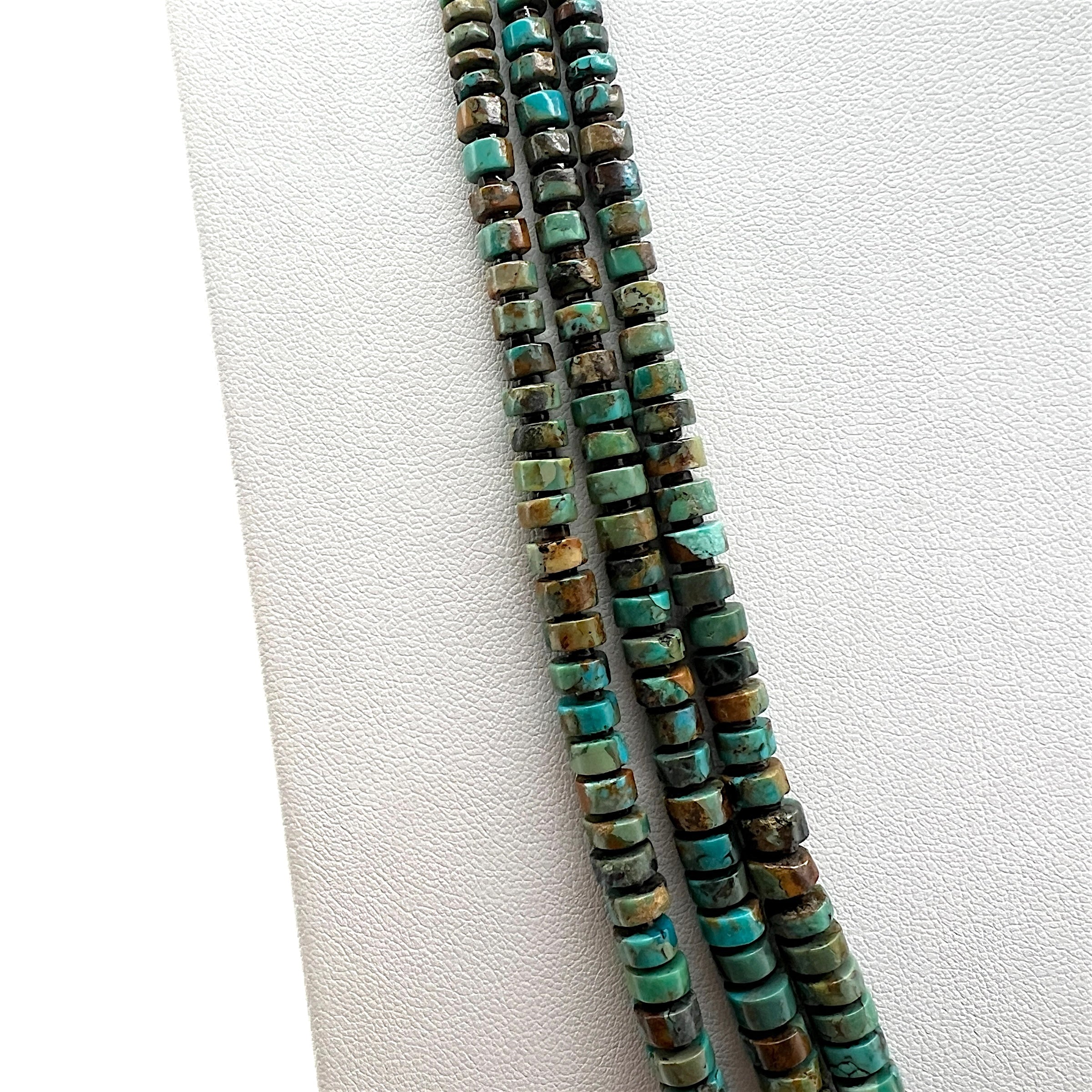 Rare King Manassa Turquoise Drum Cut Heishi Necklace Santo Domingo