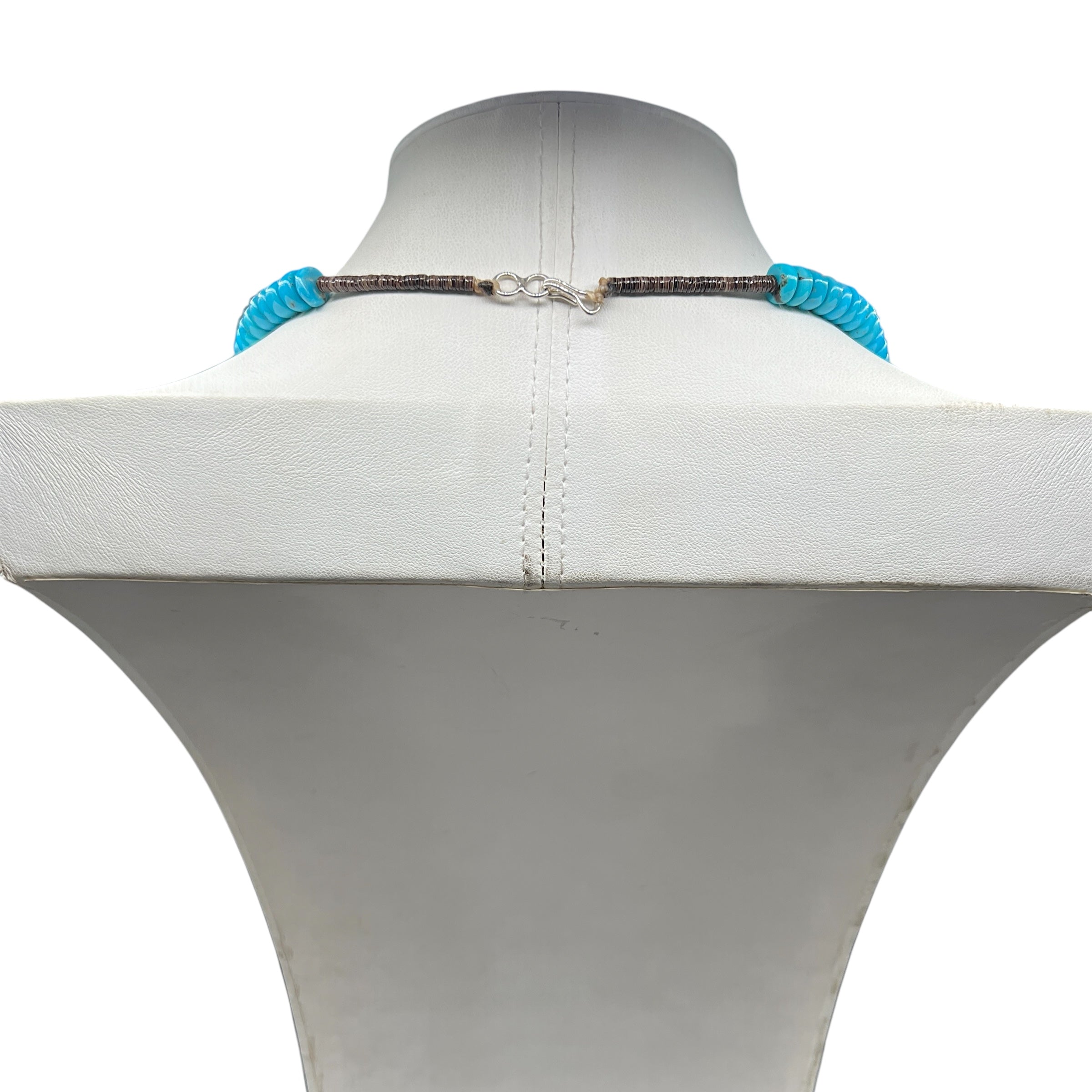 Rare Sleeping Beauty Turquoise and Heishi with Silver Kokopelli Necklace Santo Domingo