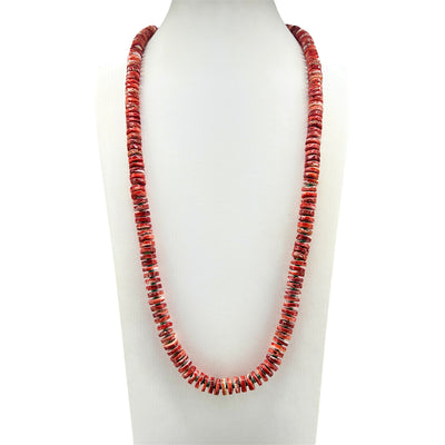 Rare Red Spiny Oyster and Kingman Turquoise Necklace Santo Domingo