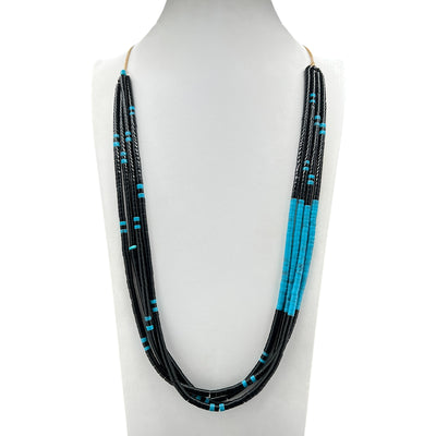 Black Jet and Turquoise Santo Domingo Necklace