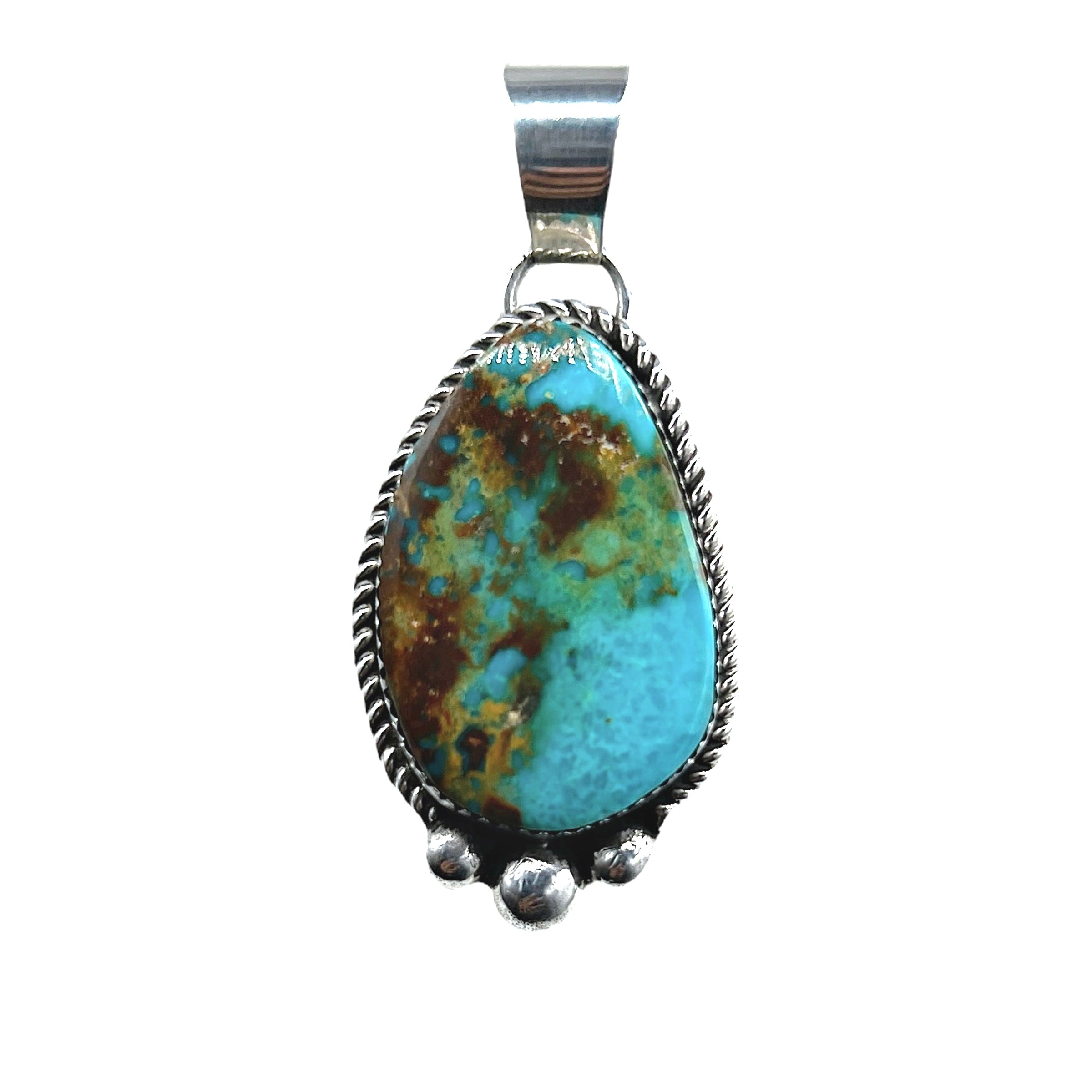 Navajo Royston Turquoise and Sterling Silver Pendant Necklace