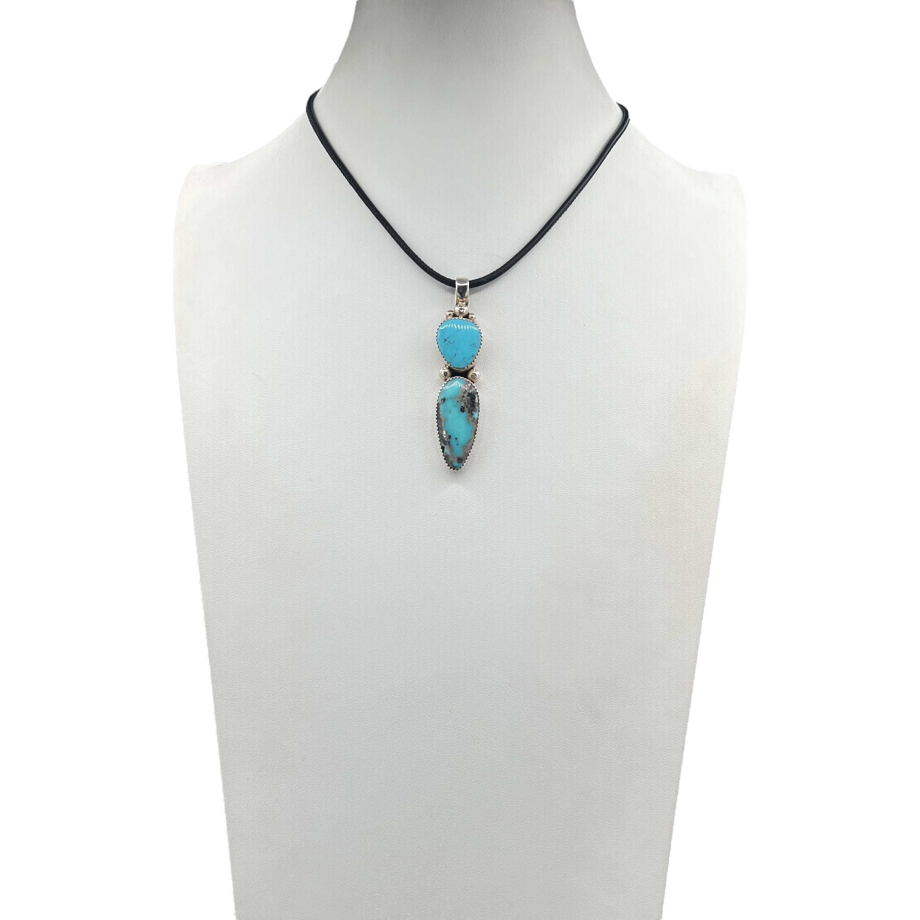 Navajo Silver and Sleeping Beauty Turquoise Pendant Necklace